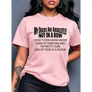 Chaos Life Quote T-shirt, with the print "One of them is a pigeon", for ladies' casual fashionable wear