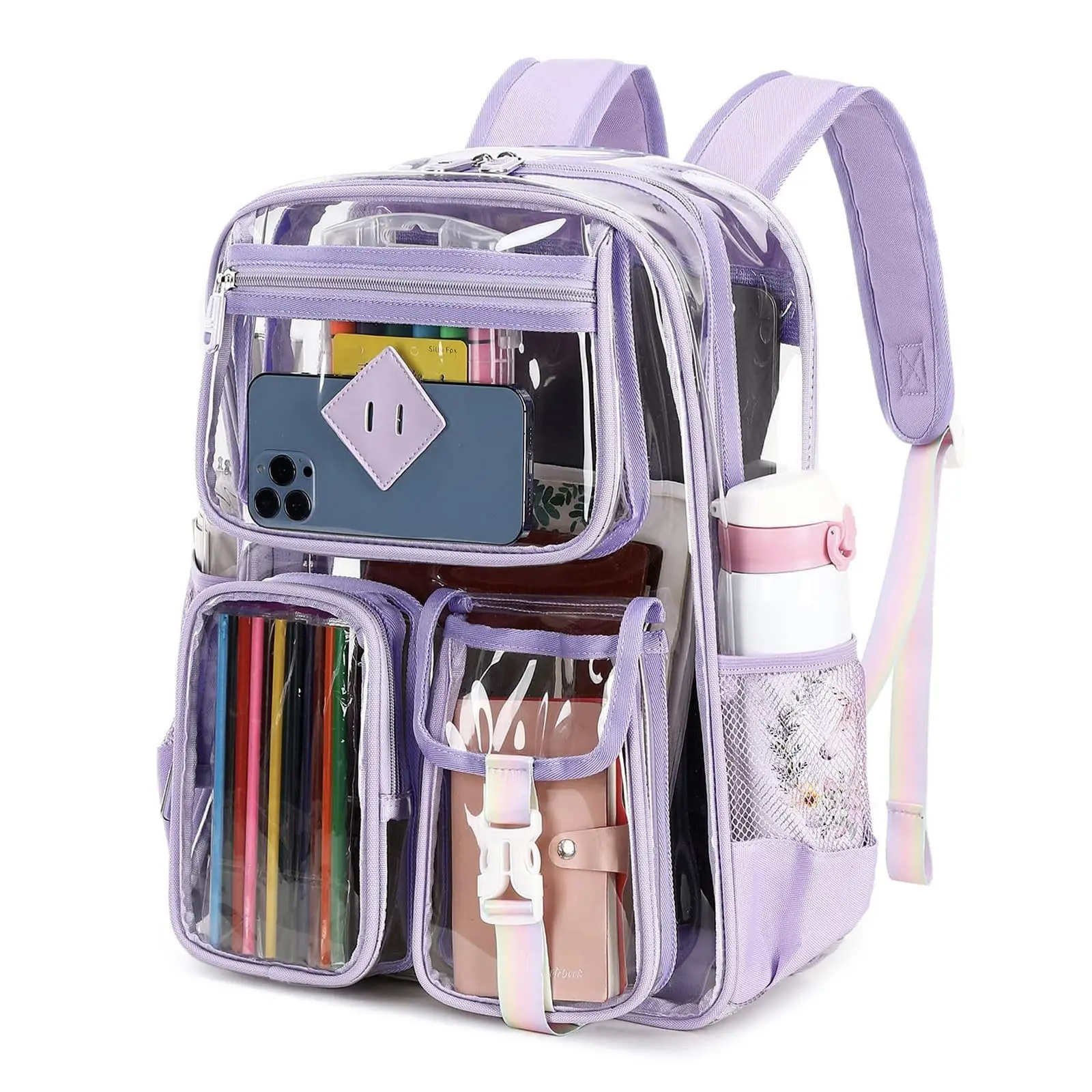 New Transparent Clear Backpack, Large Capacity PVC Waterproof Bag, Outdoor Fitness Visual Backpack, Student College Bookbag, Travel Backpack, Durable Design