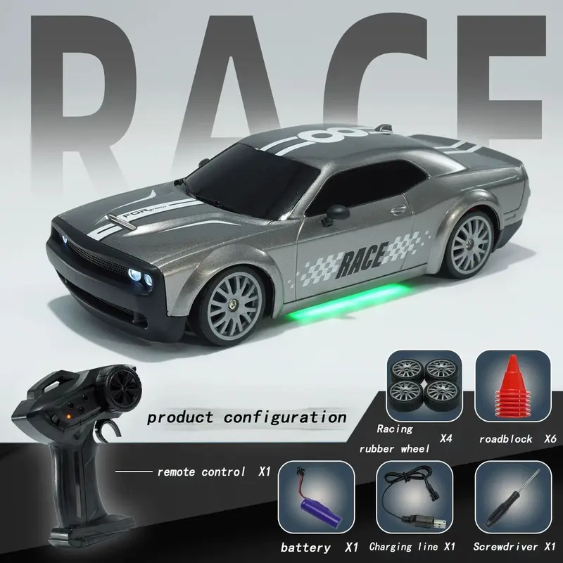 Cool Remote Control Car, 2026 New Challenger RC Drift Car 2.4G, 1:20 Stunt Car 4WD Electric RC Racing Car with Lights, Easter Toy
