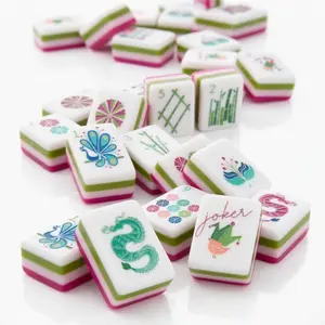 Mahjong Tiles 4-layer Acrylic American Mahjong Set American Mahjong Tiles 160pcs Engraved High-grade Crystal Mahjong for Home Use and Gift Hand-cranked Mahjong Set