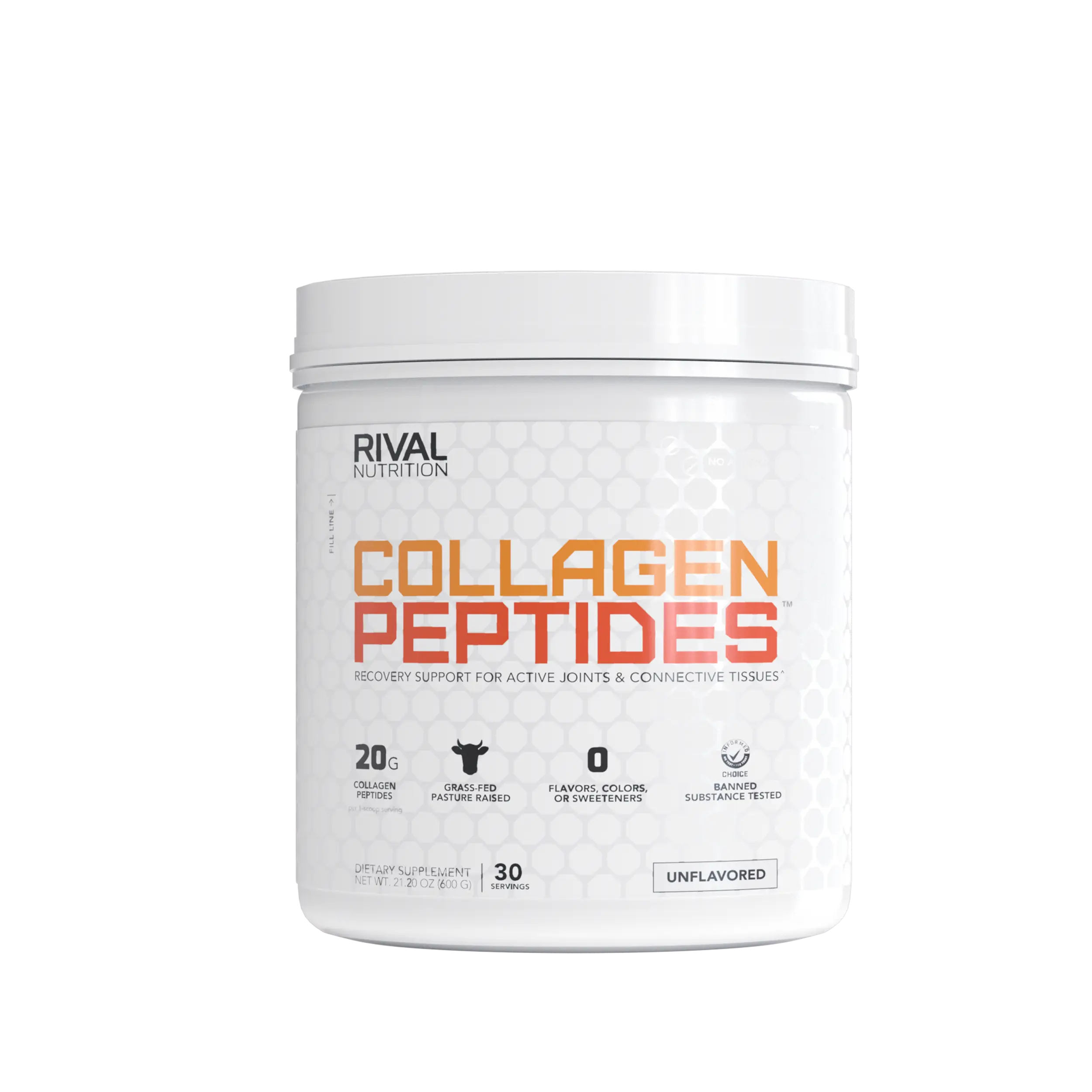 RIVAL NUTRITION Collagen Peptides Powder - Unflavored - 20g Grass Fed Bovine Peptides | Gluten Free, Keto & Paleo Friendly - Supports Hair, Skin, Nails, Joint & Connective Tissue Health