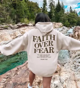 Faith Over Fear Christian Hoodie Christian Hoodie Jesus Hoodie Trendy Hoodie Bible Verse Shirt Aesthetic Clothes Aesthetic Hoodie Cotton Menswear