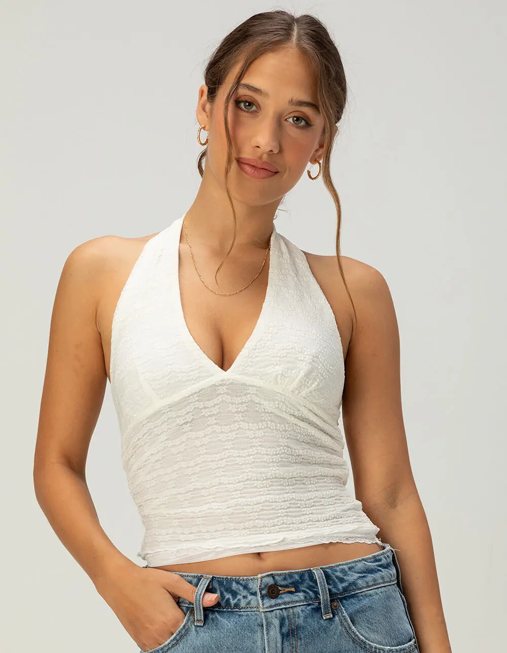 NECTAR CLOTHING Womens Lace Halter Top