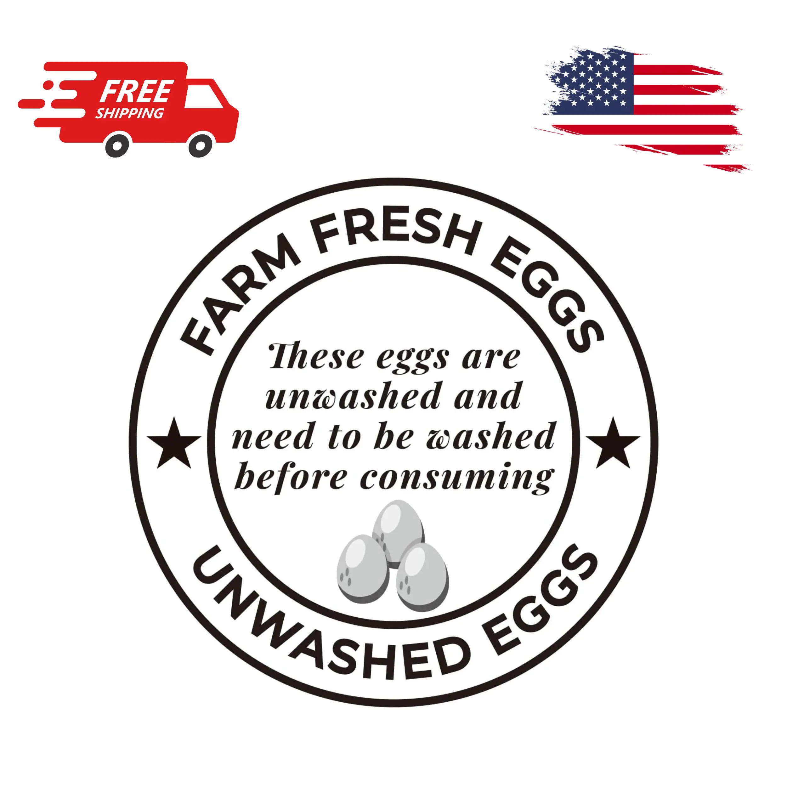 500 Pcs 2 inch Farm Fresh Eggs Carton Stickers Unwashed Eggs Labels
