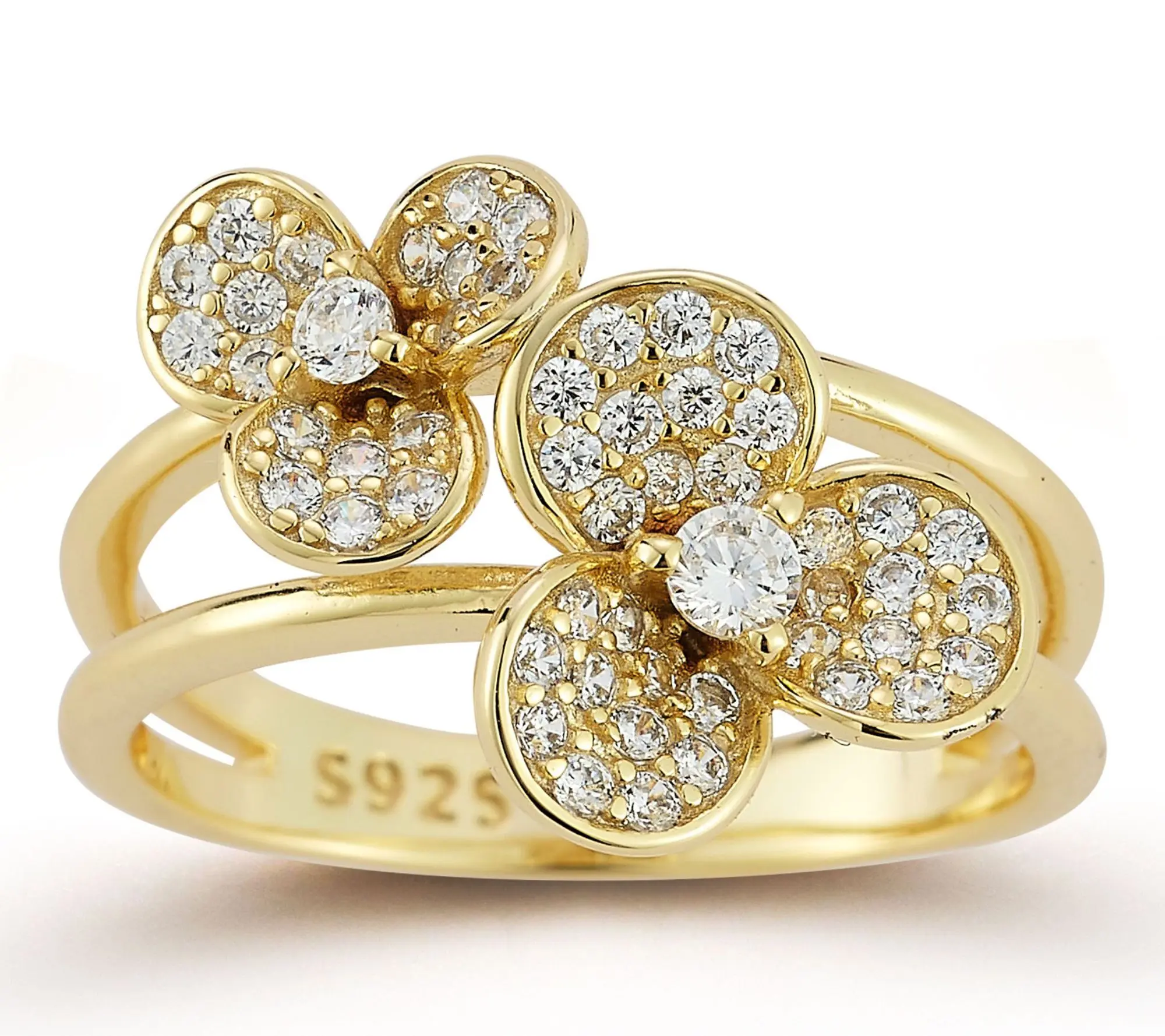 Rachel Zoe Double Pave Flower Cocktail Ring, Sterling
