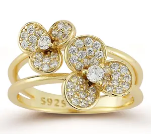 Rachel Zoe Double Pave Flower Cocktail Ring, Sterling