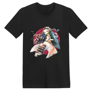 Nezuko Kamado Chibi T-Shirt – Demon Slayer Anime Tee | Cute Kimetsu no Yaiba Design with Red Sakura Circle | Black Shirt for Kawaii Anime Fans | Unisex Sizes S–5XL