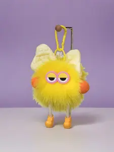 One size Luxury Soft Fox Fur Coal Ball Keychain Kawaii - Plush Bag Charm for Women, Cute Car Key Accessory for Daily Commute & Street Style