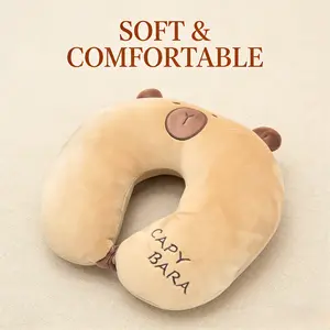 1pc U-Shaped Travel Pillow, Cute Capybara Design, Office Nap Pillow, All-Seasons Comfort, Ideal for Travel and Home Use