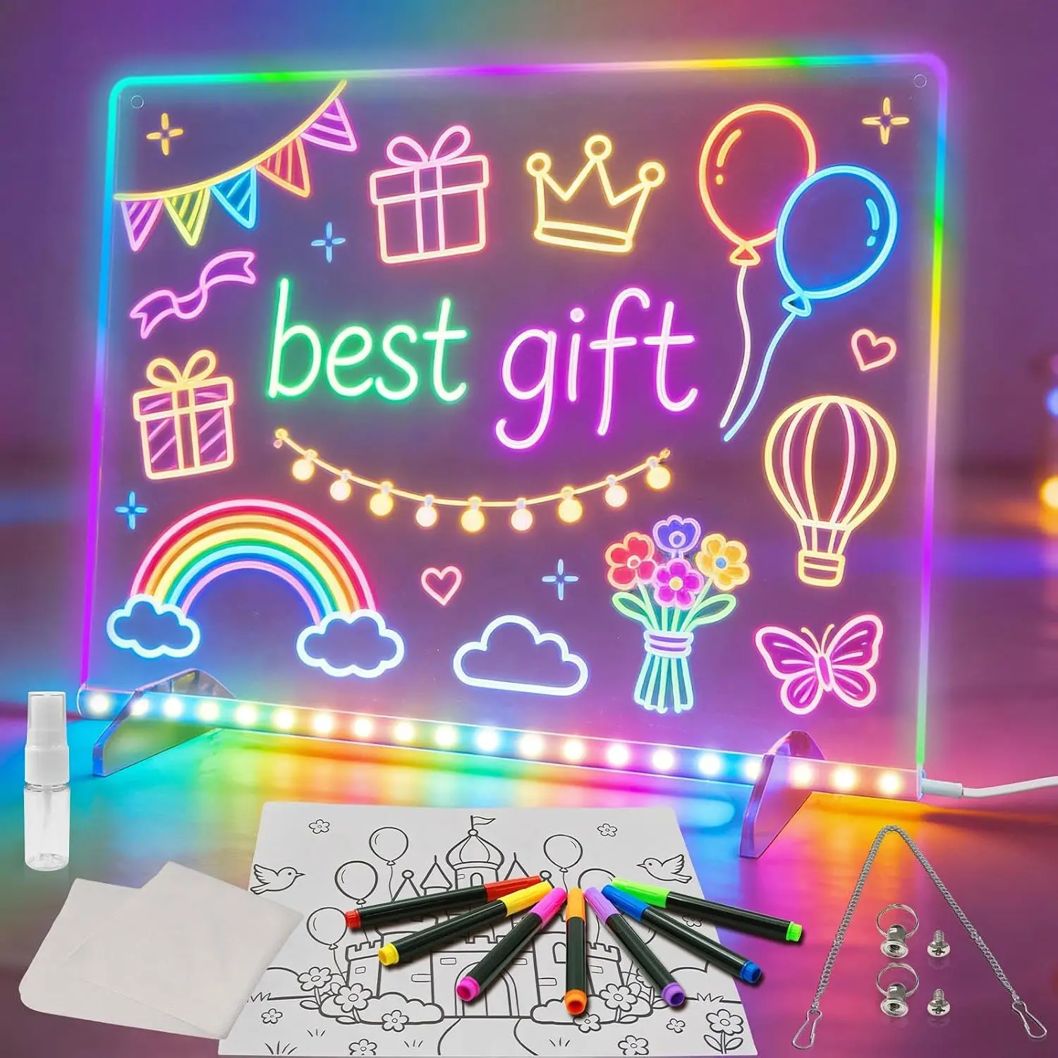 Acrylic Drawing Board, Educational Arts & Crafts Toy for Kids, Drawing Tablet,6 Modes & Colors Light Up Board,Kids Toy with 13 Light Effects,Birthday Holiday Day Gifts for Girls & Boys Age 3+,Tracing Book