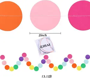 Rainbow Birthday Decorations Set – Non-Woven Happy Birthday Banner, 9 Honeycomb Pom Poms, Colorful Dots Garland