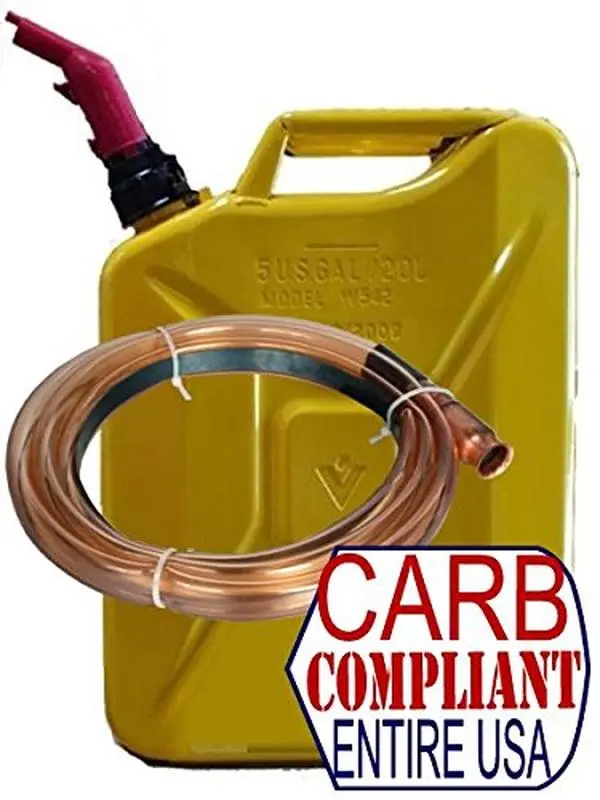 CLASSIC 5 Gallon Steel Jerry can (DIESEL) - NATO Dimensions with Self-Priming Fuel Siphon - DOT, CARB and EPA approved for all 50 states
