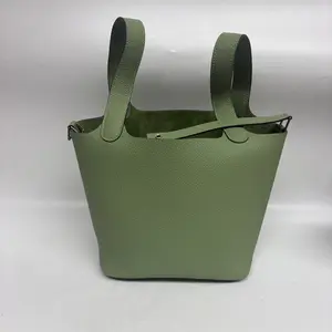 Pre-owned Togo Bucket Hermes Picotin Avocado Green All Leather