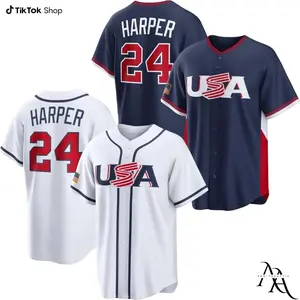 Bryce Harper Men's Custom Professional Team USA Baseball 2026 World Baseball Jersey, Men’s Women’s Sports Jersey
