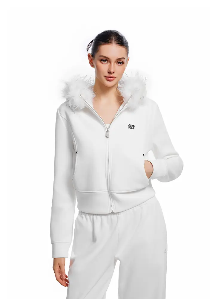 トップス White Glam fur velour hood zip up FDR Cloud Classic Unisex Hoodie Oversized | Slim Fit Zip-up
