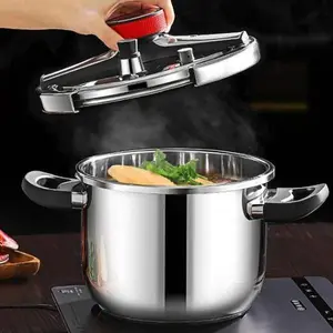 NYTRX Pressure Cooker 10 QT Stainless Steel Canner with Rotating Lock Unlock Lid One-handed Opening Anti-scald Handle Silver Ceramic Cookware