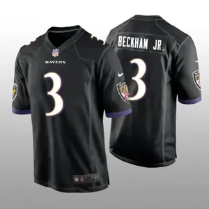 Baltimore Ravens Odell Beckham Jr. Black Jersey Game - Men's #3 Black Football Fan Jersey Unisex Athletic Game Day Shirt Sports Apparel for Men Women