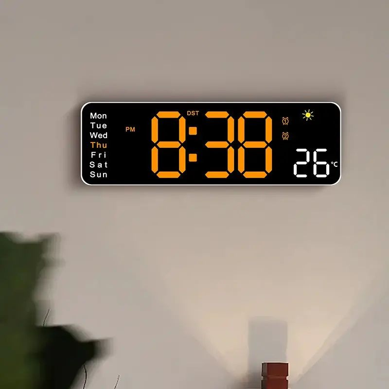 Creative Weather Clock Multi-Functional Living Room Wall Clock, New Alarm Clock Temperature Display Watch, Stylish Home Decor, Digital Clock Decor