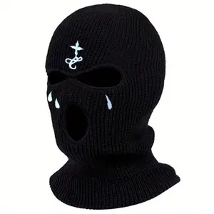 Full Face Ski Mask & Balaclava - Winter Thermal Face Cover with 3-Hole Design (Eyes, Mouth, Nose) - Skiing, Snowboarding, Tactical - Fabric - Compatible with Gas Masks/Scuba - Cold Weather Protection - Easy Care - Ideal for Men & Women - Cross Embroidere