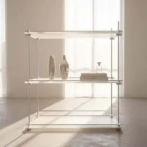 Viral 3-Tier Clear Acrylic Floor Shelf Aesthetic Storage Organizer Modern Multi-purpose Display Rack for Living Room Bedroom & Bathroom