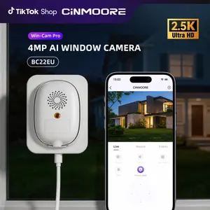 CINMOORE 4MP 2.5K Window Camera,Indoor Camera for Home Security,AI Full Color Night Vision,Wireless Security Camera,Person&Motion Detection,Easy&Quick Install,SD Card&Cloud Device,2.4GHZ WiFi