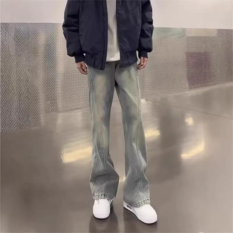 Men's Wide-Leg Baggy Denim Jeans - Androgynous, Barrel-Leg, Comfortable, Classic Retro Streetwear Hip-Hop Style Unisex Pants, Androgynous Men's Jeans, Barrel-Leg Men's Jeans