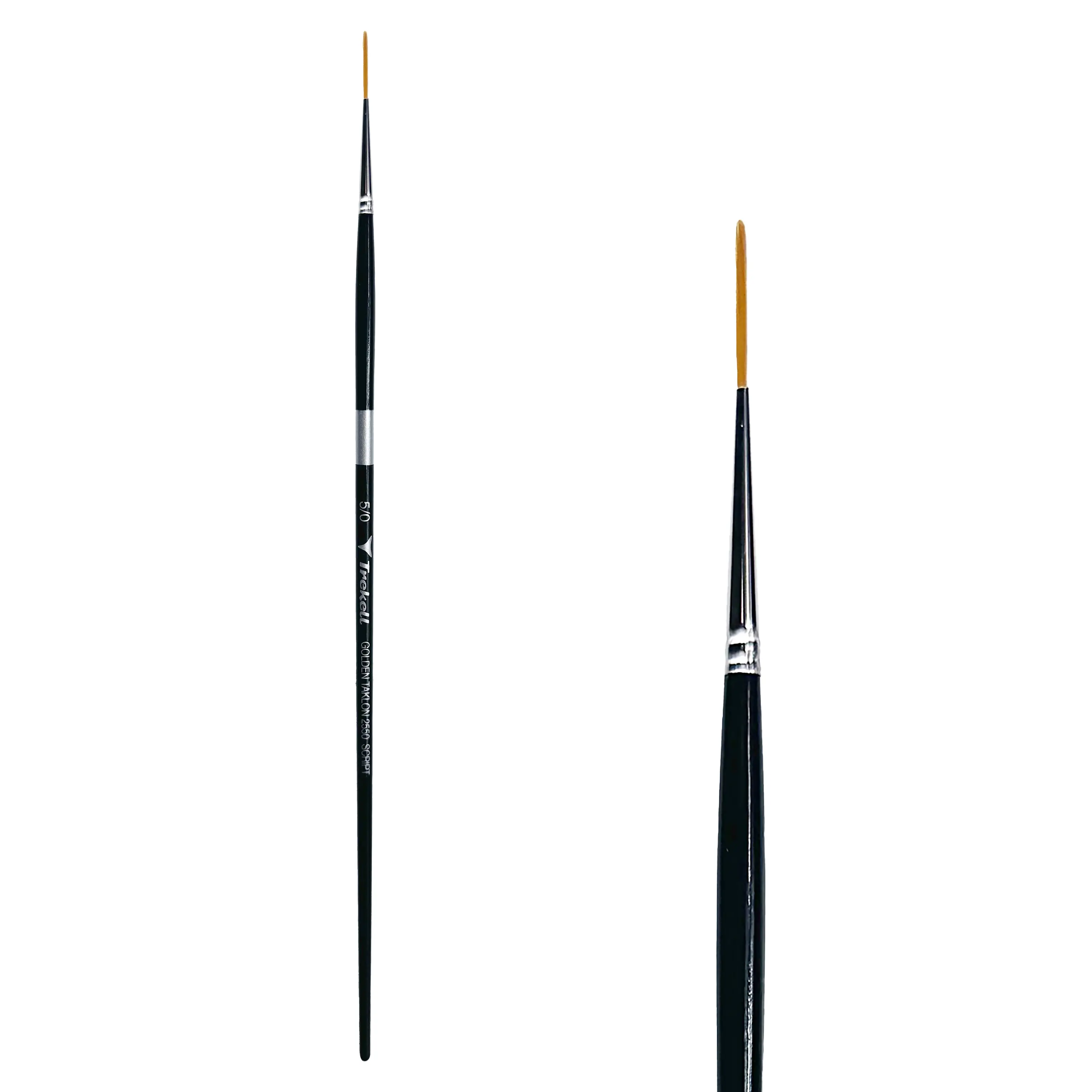 Trekell Golden Taklon Long Handle Artist Brush -  Size #5/0 Script Rigger