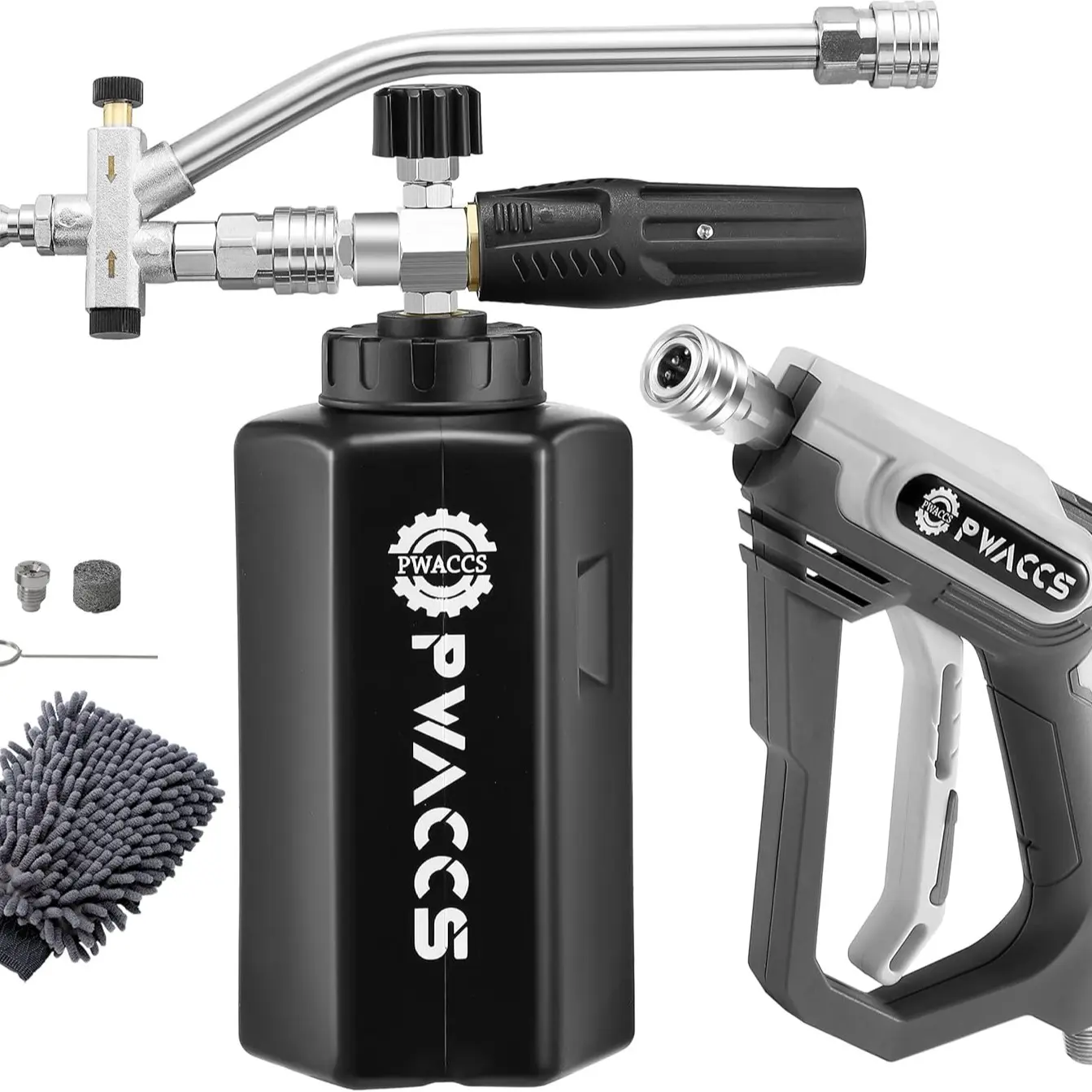 Short Power Washer Foam Cannon and Double Tip