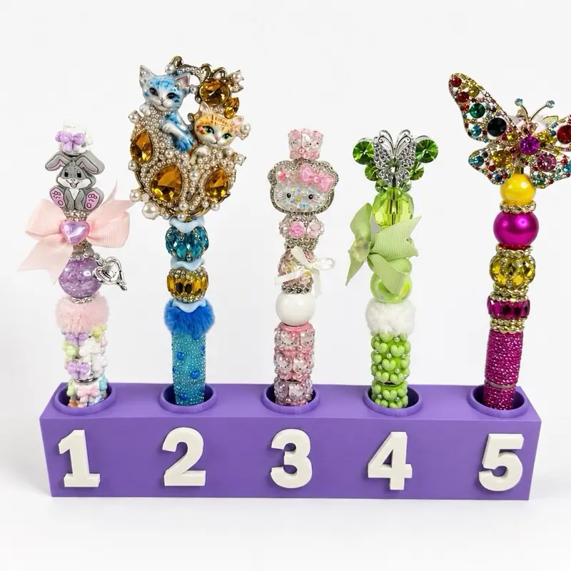25mm Beadable Pen Display Stand for Live Sales & Claim Sale, 5-Hole PLA Plastic Holder with Wide Spacing, Regular/Reverse Numbers for Live Cameras (Toys & Hobbies DIY Beading & Jewelry Making)