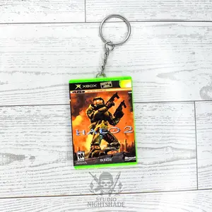 Mini Game Case Keychain Inspired by Halo 2 | Magnetic Opening Case with Mini Disc