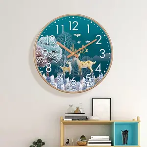 New Elegant Wall Clock Deer Design ABS Frame Modern Wall Watch for Living Room Bedroom Office Vintage Analog Clock 8/10/12 Inch