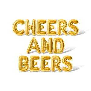 Letter Balloons - CHEERS AND BEERS 16" Inch Alphabet Letters Foil Mylar Balloon Bachelorette or Bridal Shower Party Banner