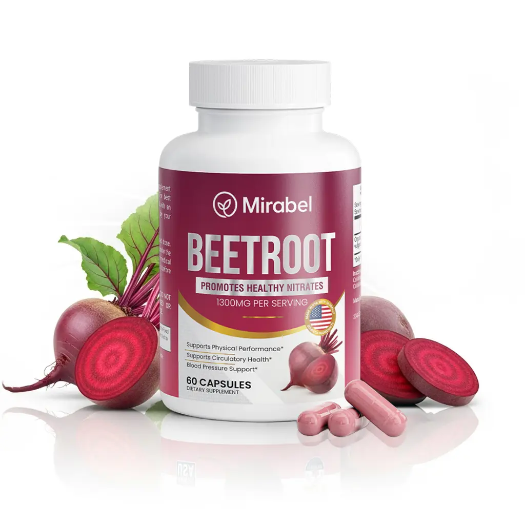 Mirabel Organic Beetroot Capsules (1300mg) for Blood Flow & Heart Health Mirabel Organic Beetroot Capsules (1300mg) for Blood Flow & Heart Health