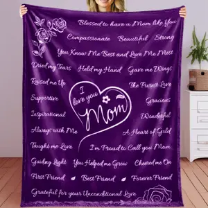 Gifts for Mom, Gifts for Mothers Day, Soft Flannel Throw Blankets Gifts for Mom Mother's Day Anniversary Birthday from Daughter Son, I Love You Mom Blankets,Mothers Day Gifts for Mom from Daughter, Meaningful Single, Purple