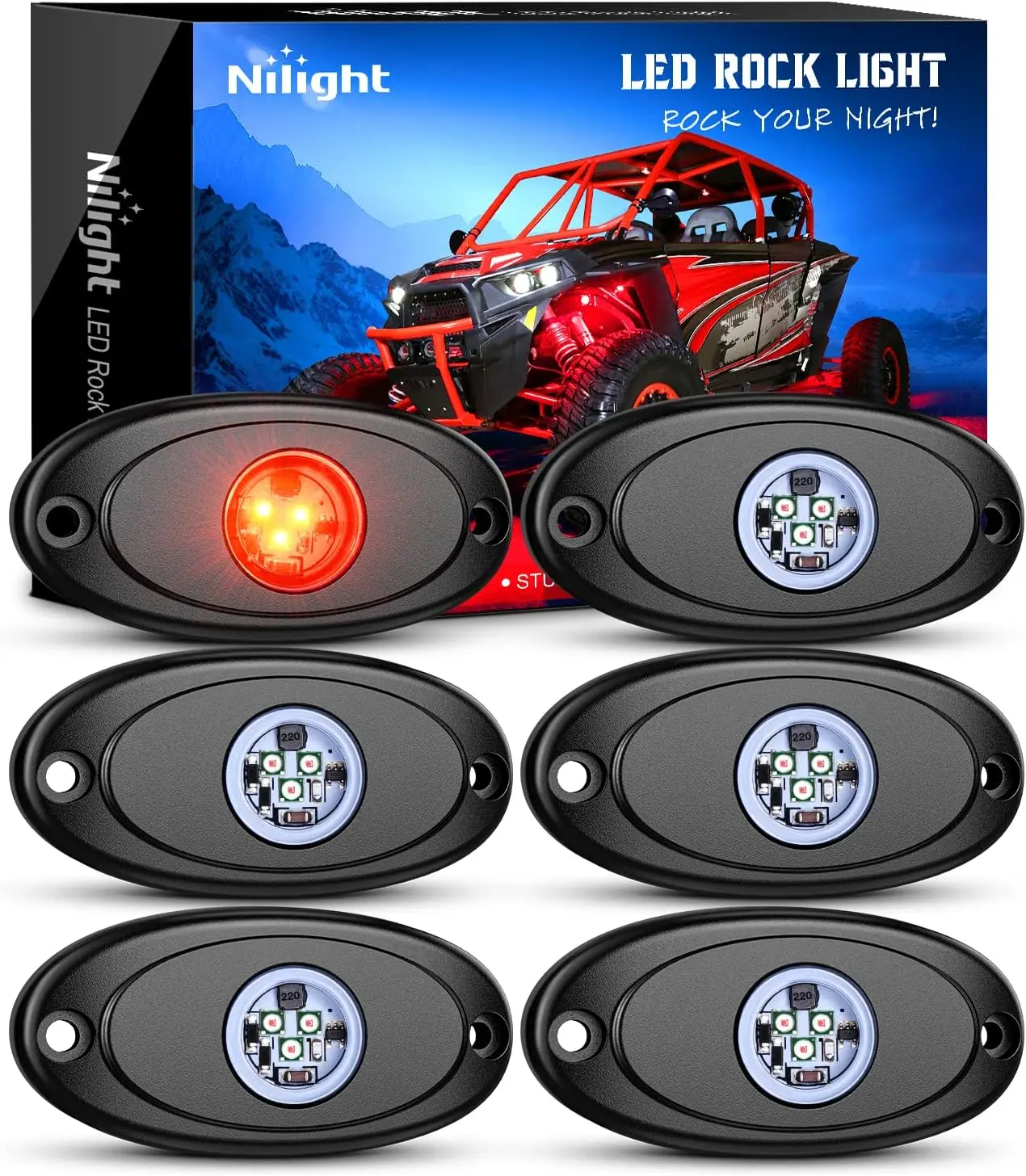 Nilight 6PCS Red LED Rock Light Set – Waterproof Light Pods | Under Body Wheel Well Accent Lights | For Car Truck ATV UTV SUV Motorcycle Boat | IP68 Rated “dealsforyoudays” decor