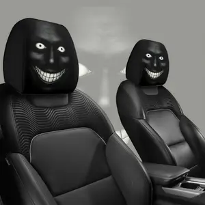 2pcs Dark Funny Car Seat Headrest Covers, Halloween Christmas Decorations, Unisex Universal Fit, All-Weather Use, No Filler Interior Accessories