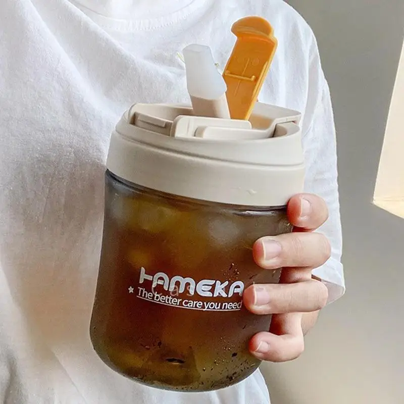 Water Bottle with Straw, 1 Count 550ml Portable Leak Proof Drinkware for Home & Office, Durable Cute Water Bottle for Music Festival