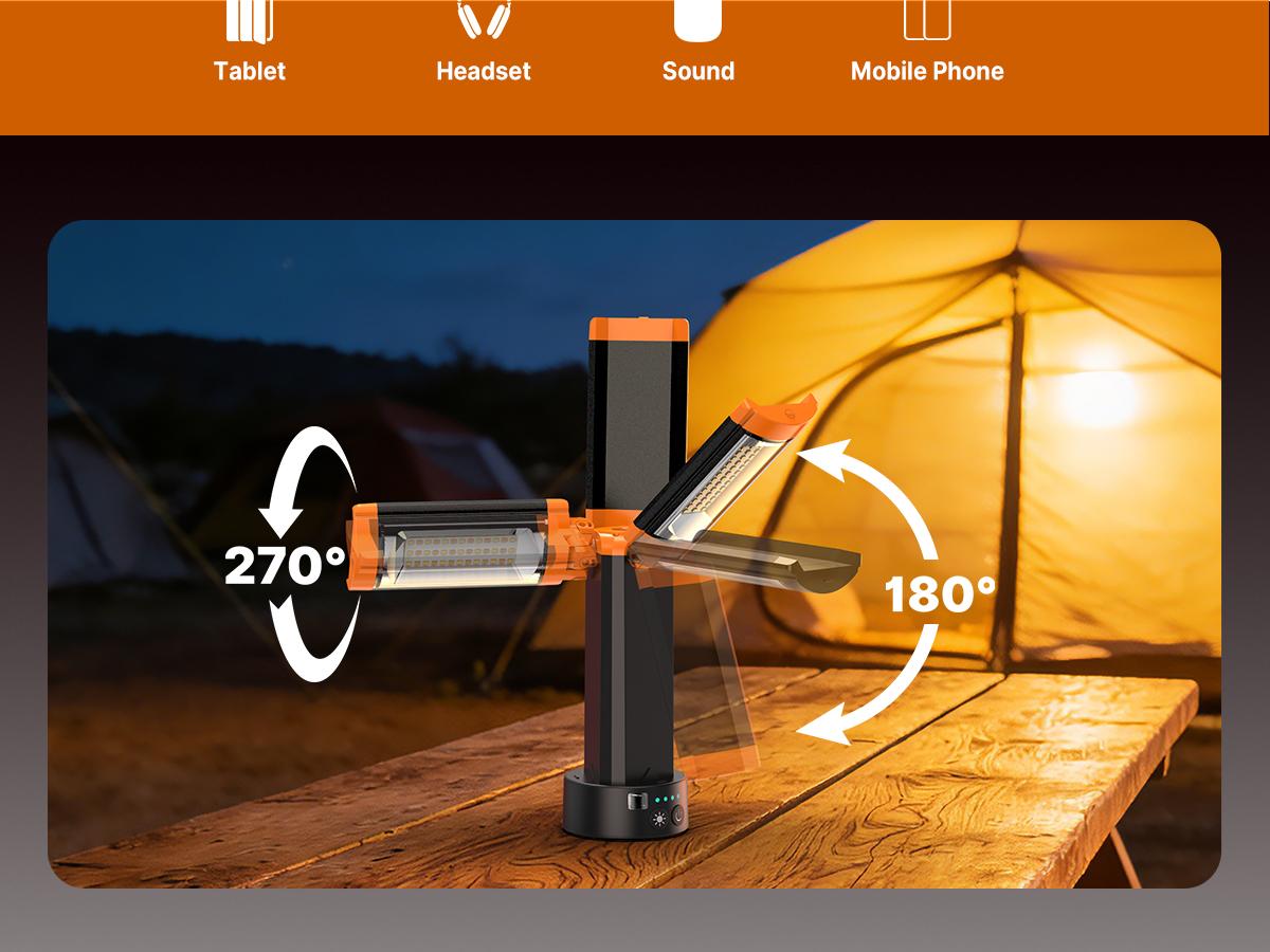 OGERY 2026 Remote-Controlled 2850LM Camping Lights with Tripod,  18000mAh Rechargeable Camping Lantern & LED Work Light, Detachable Tripod Stand up to 6.7 ft, 3 Lamp Heads for Camping & Emergency Use