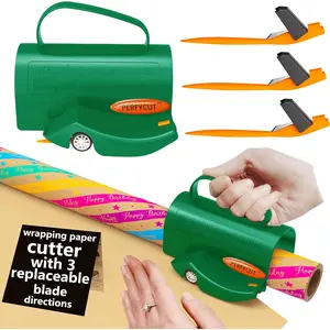 Wrapping Paper Roll Cutter Tool with 3 pcs Replaceable Blade Kit Gift Wrapping Cutter for Christmas and Birthday Gift Wrap Cutter Holder Tube Slicing Trimming
