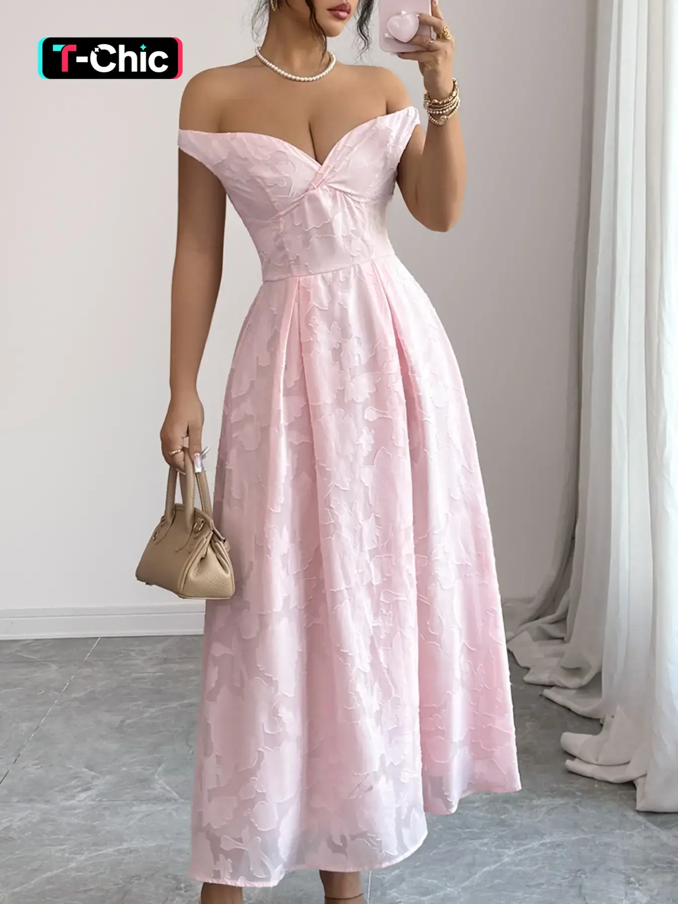 Pure Color One Shoulder Embroidered Waist Flare Fit Dress, Backless Design, Soft Elegant Chic Formal Style, Perfect for Dates, Women's Fashion