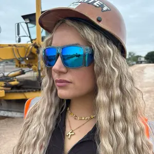 Elite Delta – ANSI Z87.1 Polarized Safety Glasses (Transparent Blue Frame + Blue Lens)