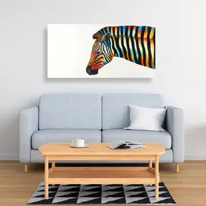 Begin Home Decor C1RC24487NGZ46 24 x 48 in. Colorful Zebra - Illustrative Living Room Canvas for Home Decor