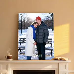 Personalized Couple Photo Canvas - Romantic Wall Art Decor Poster Valentine's Day Anniversary Gift for Partners Sweet Love Keepsake with Precious Love Memories Living Room Bedroom Wall Decor Cherish Shared Moments Perfect Romantic Gift for Him Her