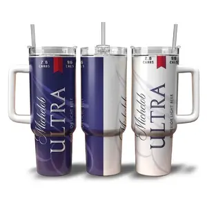 Michelob ULTRA Tumbler 40oz with Handle - Beer Can Design Stainless Steel Cup, Low Carb Beer Lover Gift, Gift For Dad, Fathers Day