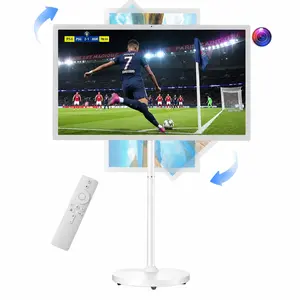 32-Inch Smart Portable TV on Wheels - FHD Touch Screen, Wireless Rollable, 8G RAM, 128G Storage, 6-8H Built-In Battery, Android 14, Full Swivel Rotation, Remote Control, App Support, Grey HD Tablet summerwins