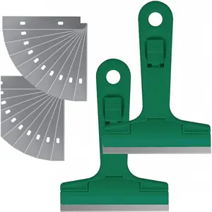 2pack 5.5 inches Industry Glass Scraper Scraping Hand Tool, T Shape Razor  Scraper with 20x , Steel Scraping  for Window Stove Windshield Aquarium Tile Floor Wall Cleaning (Green)