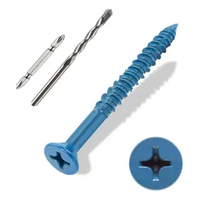 1/4?x2-1/4? (200Pcs) Flat  Concrete Screw Anchor, Blue Screw, for Anchoring to Masonry, Block or Brick