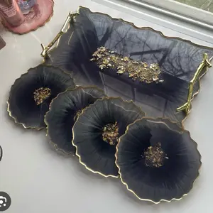 Elegant epoxy tray & coaster set