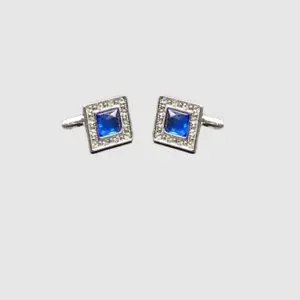 Sapphire Blue Crystal Square Cufflinks