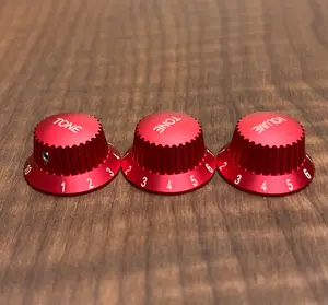 Warmtone CG Anodized Aluminum Strat Knob Set “Red” Set Screw